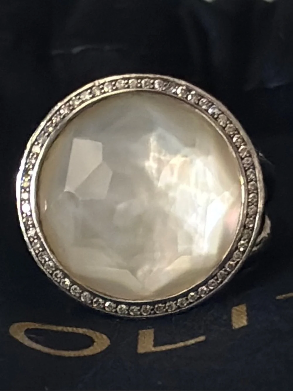 Ippolita Lollipop Mother of Pearl/Quartz Doublet Ring W/Pavé Diamond Bezel 8.5 - Picture 2 of 9